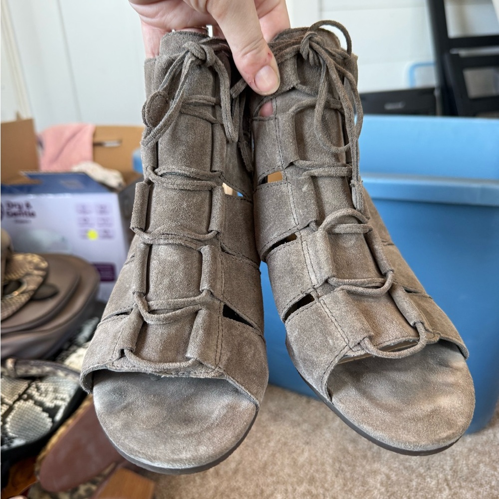 Vionic Taupe Lace-Up Sandals